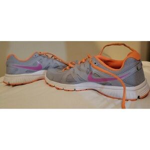 Nike Womens Revolution 2 554900-016 Gray WITH ORANGE TRIM Running Shoes Lace Up
